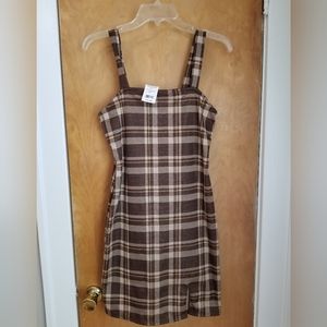 Women's Plaid Above Knee Suspender Dress